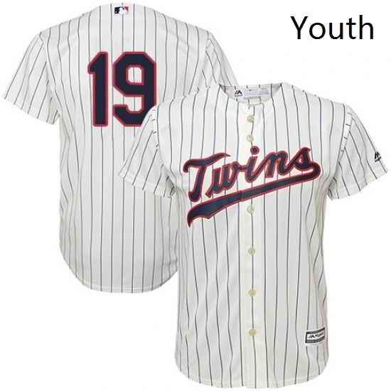 Youth Majestic Minnesota Twins 19 Kennys Vargas Replica Cream Alternate Cool Base MLB Jersey